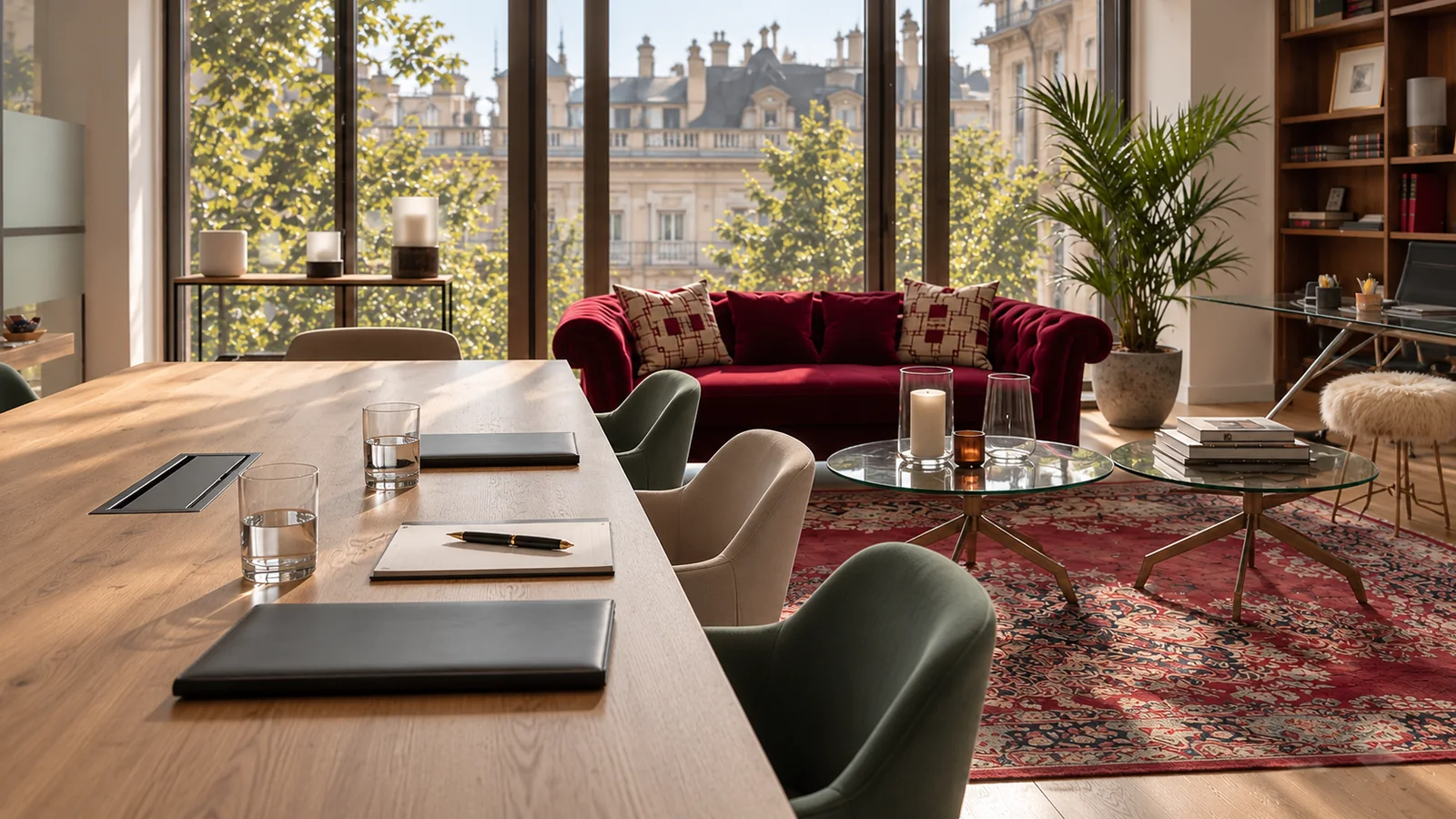 Visual interpretation of the meeting table and chairs in the Copló Ordás office